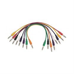 ONSTAGE PC18-17TRS-S - комплект кабелей 6,3 джек стерео  <-> 6,3 джек стерео, 43 см, (8 цветов) - фото 121779