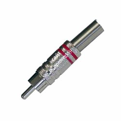 BESPECO MRCAMR Разъём тюльпан кабельный, никель, красное кольцо, ПАПА - фото 142017