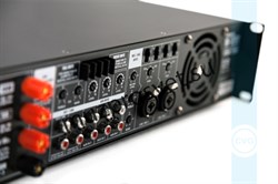 Профессиональный микшер-усилитель для качественных систем трансляции фоновой музыки и голосового оповещения, 120W/100V, 3 line in, 2 mic/line in (настраиваемый приоритет), управляющие контакты FULL MUTE, MUSIC MUTE, раздельный EQ для линейных и микрофонны - фото 156705
