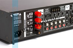 Профессиональный микшер-усилитель, 480W/100V, 3 line in (3x2RCA), 2 mic/line in (XLR/TRS), настраиваемый приоритет, фантомное питание 24V, FULL MUTE, MUSIC MUTE, раздельный EQ для линейных и микрофонных входов, 2U - фото 156718