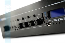 Профессиональный микшер-усилитель cо встроенным модулем источника сигнала (MP3/FM/Bluetooth) и 4-мя управляемыми спикерными зонами. Используется для качественных систем трансляции фоновой музыки и оповещения, 240W/100V, 3 line in, 2 mic/line in (настраива - фото 156901