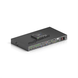 Матричный мультиформатный коммутатор PureTools PT-PMS-62 с масштабированием сигнала 6x2, поддержка 4K, микрофонный вход, аудио матрица, аудио усилитель мощности. Выходы: HDMI и HDBaseT. - фото 158974