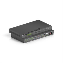 Матричный мультиформатный коммутатор PureTools PT-PMS-62 с масштабированием сигнала 6x2, поддержка 4K, микрофонный вход, аудио матрица, аудио усилитель мощности. Выходы: HDMI и HDBaseT. - фото 158975