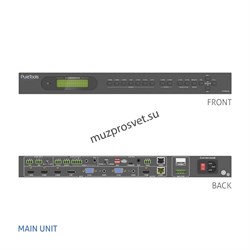 Матричный мультиформатный коммутатор PureTools PT-PMS-62 с масштабированием сигнала 6x2, поддержка 4K, микрофонный вход, аудио матрица, аудио усилитель мощности. Выходы: HDMI и HDBaseT. - фото 158976
