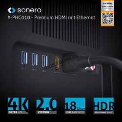 Sonero X-PHC010-020 высокоскоростной HDMI-HDMI кабель с поддержкой 4K и Ethernet - 2,00 м - фото 159077