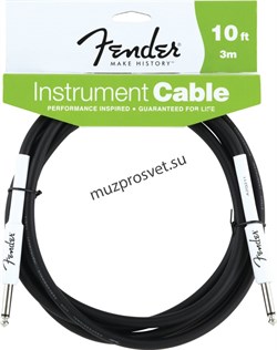 FENDER FENDER 10' INST CABLE BLK инструментальный кабель, черный, 10' (3,05 м) - фото 160982