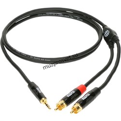 KLOTZ KY7-300 компонентный кабель серии MiniLink, позолоченные разъемы stereo mini jack - 2 RCA, 3 метра, цвет черный - фото 162423