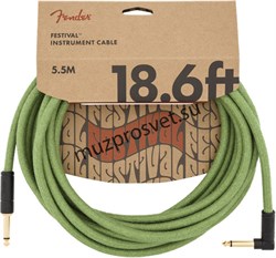 FENDER 18.6' ANG CABLE, PURE HEMP GRN инструментальный кабель, цвет зелёный, 18.6' (5,7 м) - фото 166530