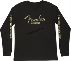 FENDER CAMO LOGO L/S T-SHIRT, BLK XXL футболка с длинным рукавом, цвет чёрный, размер XXL - фото 167276