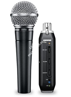 SHURE SM58-X2U динамический кардиоидный вокальный микрофон с XLR-to-USB адаптером для подключения к ПК - фото 17805