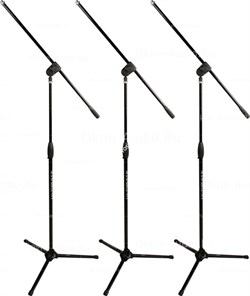 Ultimate Support MC-40B PRO 3-pack комплект стоек микрофонных "журавль" на треноге, 3 штуки, цвет чёрный - фото 18111
