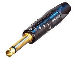 Разъем Jack 1/4" кабельный, моно, на кабель ?4-7 мм, черный, позолоч. контакты, с крист. Swarovski - фото 199703