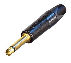 Разъем Jack 1/4" кабельный, моно (не балансный), на кабель ?4-7 мм, черный, позолоч. контакты(100шт) - фото 199704