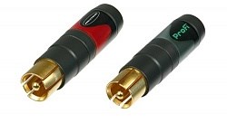 Разъем RCA кабельный (пара: красный + черный), штекер, позолоч. контакты, на кабель ? 3-7.3 мм - фото 199949