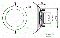 Потолочный громкоговоритель 10 см, 8 Ом, IP 54, 20 Вт, серебристый  (Art.50112) - фото 200933
