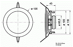 Потолочный громкоговоритель 10 см, 8 Ом, IP 54, 20 Вт, белый  (Art.50110) - фото 200944