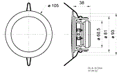 Потолочный громкоговоритель 8 см, 8 Ом, IP 54, черный  (Art.50178) - фото 201028