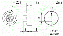 Миниатюрная динамическая головка для установки в печтаную плату, 2,3 см, 0,2 Вт, 8 Ом (Art.2823) - фото 201871