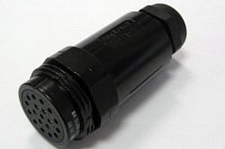 Разъем SOCAPEX серии SL61, гнездо на кабель, 19 контактов под пайку, IP67, корпус черного цвета - фото 202107