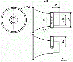 Громкоговоритель рупорный с конденсатором, 100 В + 20 Ом, IP 66, 1/3/5/10/15 Вт  (Art.50205) - фото 202544