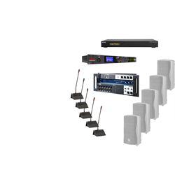 Комплект оборудования для конференц - зала с профессиональной акустикой и проводной микрофонной системой на 21 спикера - фото 204415