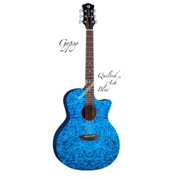 Luna Gypsy QA TBL - акустическая гитара с вырезом,ель,цвет синий,фактура "ясень" - фото 21549
