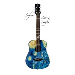 Luna SAF STR- акустическая гитара 3/4,ель, рисунок "Лунная ночь" Ван Гога, чехол - фото 21556