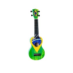 WIKI UK/BZ - гитара укулеле сопрано, рисунок "бразильский флаг", чехол в компл - фото 22133