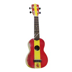 WIKI UK/ESP - гитара укулеле сопрано, рисунок "испанский флаг", чехол в комплекте - фото 22137