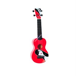 WIKI UK/FATALE - гитара укулеле сопрано липа, рисунок "роковая девушка", чехол в комплекте - фото 22138