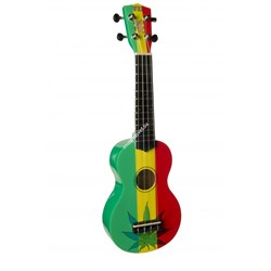 WIKI UK/RASTA - гитара укулеле сопрано, липа, рисунок "Флаг Ямайки - RASTA", чехол в компл. - фото 22152