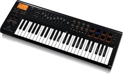 Behringer MOTOR-49 MIDI-клавиатура, USB-контроллер, 49 клав, 9 мотор.фейдеров,8 контролл, 8 пэдов, LCD, MIDI I/O/T, входы пед.SUSTEIN и EXPRESSION - фото 28334