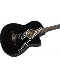FENDER CN-140SCE BLK WC Электроакустическая классическая гитара, топ массив ели, цвет черный. С кейсом. - фото 38656
