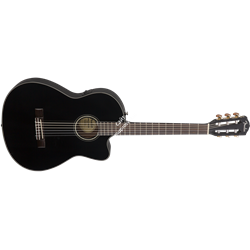 FENDER CN-140SCE BLK WC Электроакустическая классическая гитара, топ массив ели, цвет черный. С кейсом. - фото 38657