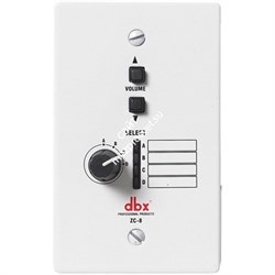 dbx ZC8 настенный контроллер. 4-позиционный поворотный селектор источников, кнопочный регулятор громкости. Подключение Cat5, 2xRJ45. Монтаж в коробки европейского стандарта - фото 45560