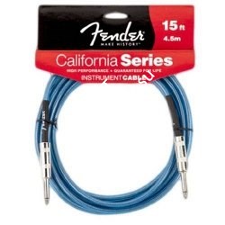 FENDER 15' CALIFORNIA INSTRUMENT CABLE LAKE PLACID BLUE инструментальный кабель 4,5 метра, цвет синий - фото 66135