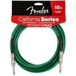 FENDER 15' CALIFORNIA INSTRUMENT CABLE SURF GREEN инструментальный кабель 4,5 метра, цвет зеленый - фото 66137