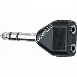 QUIK LOK AD23 адаптер-сплиттер для наушников, 2 выхода Female Stereo Mini Jack 3.5mm X 1 вход Male Stereo Jack 6.3mm - фото 66398