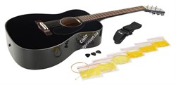 FENDER CC-60S Concert Pack, Black комплект: акустическая гитара, струны, ремень, медиаторы - фото 74901
