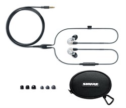 SHURE SE215-CL-UNI-EFS внутриканальные наушники с одним динамическим драйвером, прозрачные. - фото 76291