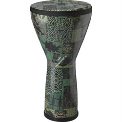 REMO DJ-FESM-32- Djembe, Designer Series, Festival Pre-Tuned, Small, 8' X 14', SKYNDEEP®, FIBERSKYN®, Fabric Green Kinte Kloth д - фото 80908