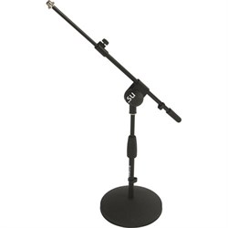 QUIK LOK A495BK низкая микрофонная стойка-журавль на круглом основании, высота 38-58 см., длина журавля 53-91 см., цвет черный - фото 85492