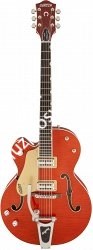 Gretsch G6120SSU-LH Brian Setzer Nashville, Bigsby, Left-Hand, TV Jones, Tiger Flame Maple Электрогитара п/а, левостор., оранж. - фото 89417