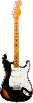 Fender Custom Shop 1955 Stratocaster Heavy Relic, Aged Black over 2-Color Sunburst Электрогитара - фото 89928