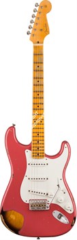 Fender Custom Shop 1955 Stratocaster Heavy Relic, Aged Coral Pink over Chocolate 2-Color Sunburst Электрогитара - фото 89932