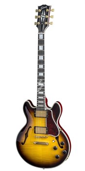 GIBSON CUSTOM CS-356 VINTAGE SUNBURST полуакустическая электрогитара с кейсом, цвет санберст, фурнитура Gold - фото 91827