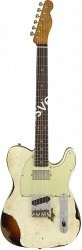 FENDER 2018 LTD HEAVY RELIC® REVERSE CUSTOM HS TELE® - AGED OLYMPIC WHITE over 3-COLOR SUNBURST Электрогитара с кейсом, цвет бел - фото 93071