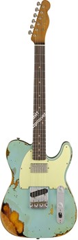 FENDER 2018 LTD HEAVY RELIC® REVERSE CUSTOM HS TELE® - AGED DAPHNE BLUE over 3-COLOR SUNBURST Электрогитара с кейсом, цвет синий - фото 93082