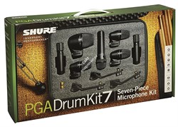 SHURE PGADRUMKIT7 набор микрофонов для ударных, включает в себя: PGA52 х 1, PGA56 х 3, PGA57 х 1, PGA81 х 2, держатели, кабели - фото 93356