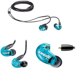 SHURE SE215SPE-B-UNI-EFS Наушники вставные с одним драйвером, прозрачный голубой. Гарнитурный кабель TRRS 3.5 мм. - фото 95009